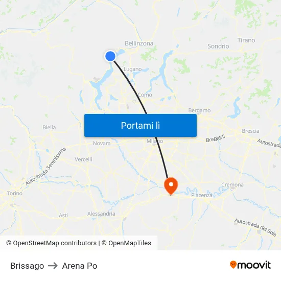 Brissago to Arena Po map