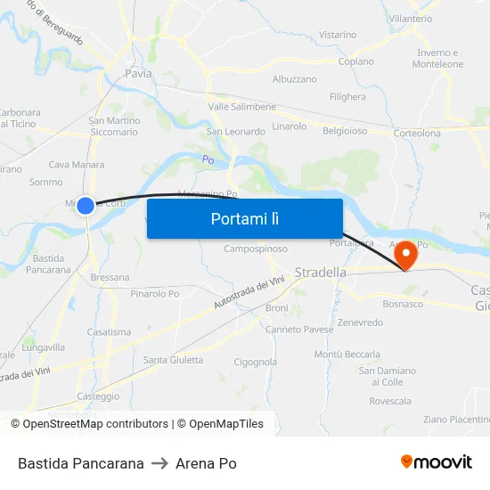 Bastida Pancarana to Arena Po map