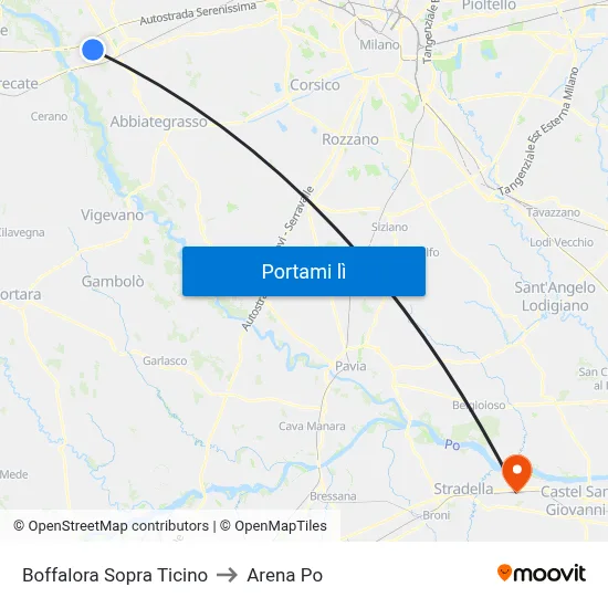 Boffalora Sopra Ticino to Arena Po map