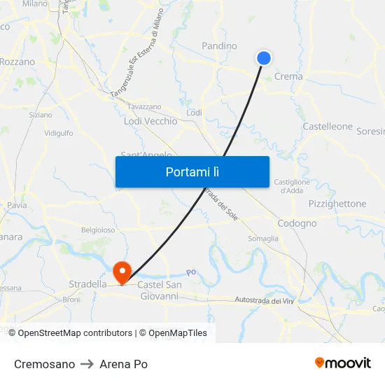 Cremosano to Arena Po map