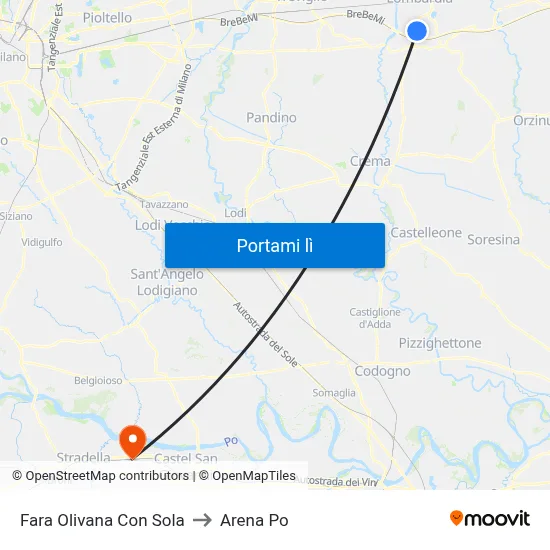 Fara Olivana Con Sola to Arena Po map