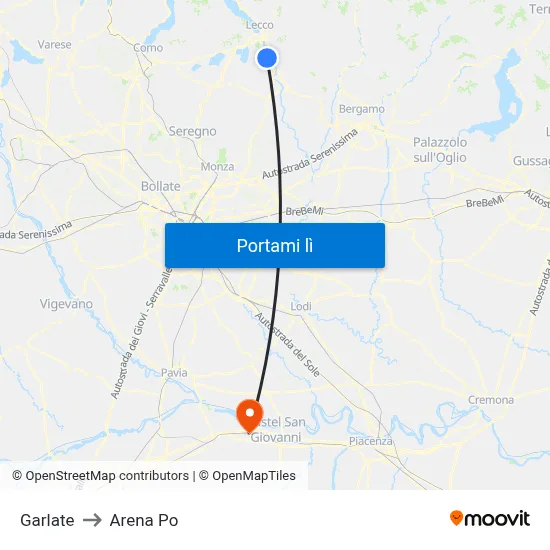 Garlate to Arena Po map