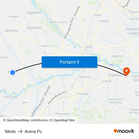 Mede to Arena Po map