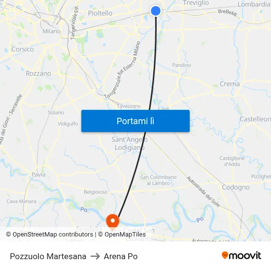 Pozzuolo Martesana to Arena Po map
