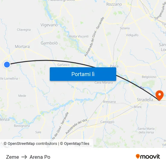 Zeme to Arena Po map