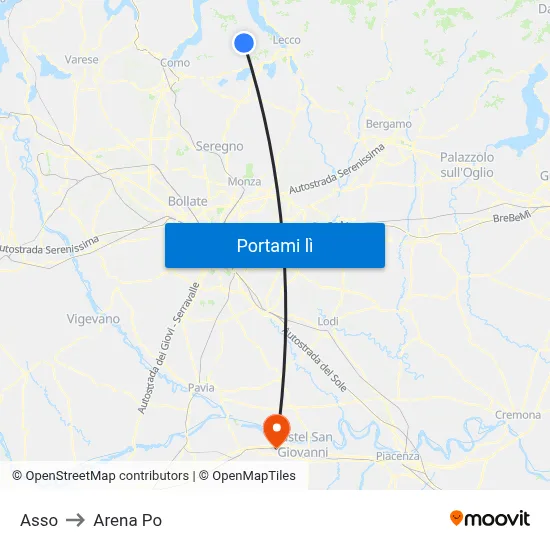 Asso to Arena Po map