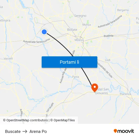 Buscate to Arena Po map