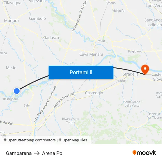 Gambarana to Arena Po map