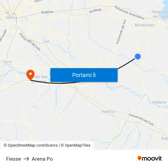 Fiesse to Arena Po map