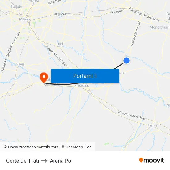 Corte De' Frati to Arena Po map