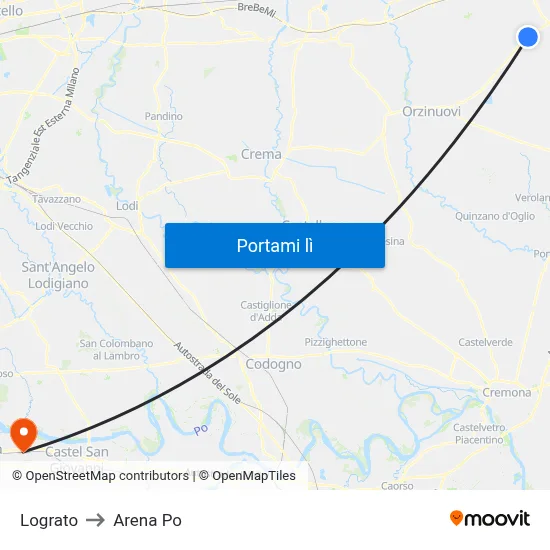 Lograto to Arena Po map