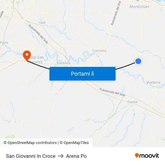 San Giovanni In Croce to Arena Po map