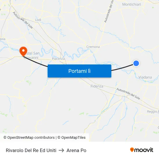 Rivarolo Del Re Ed Uniti to Arena Po map
