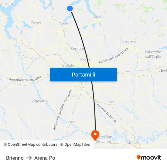 Brienno to Arena Po map