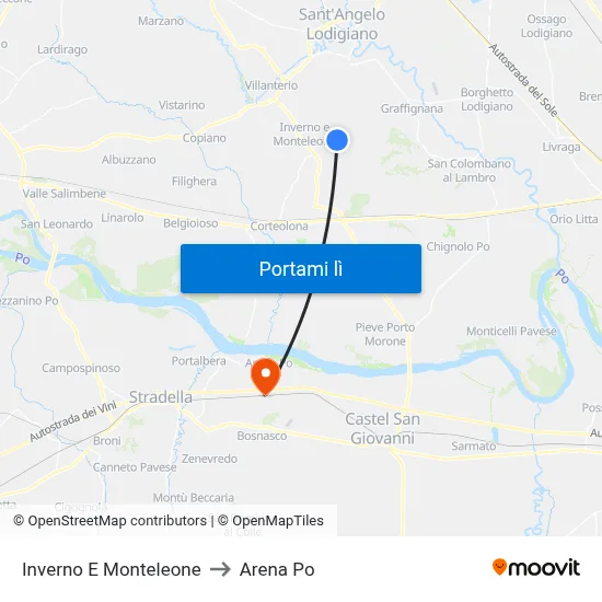 Inverno E Monteleone to Arena Po map