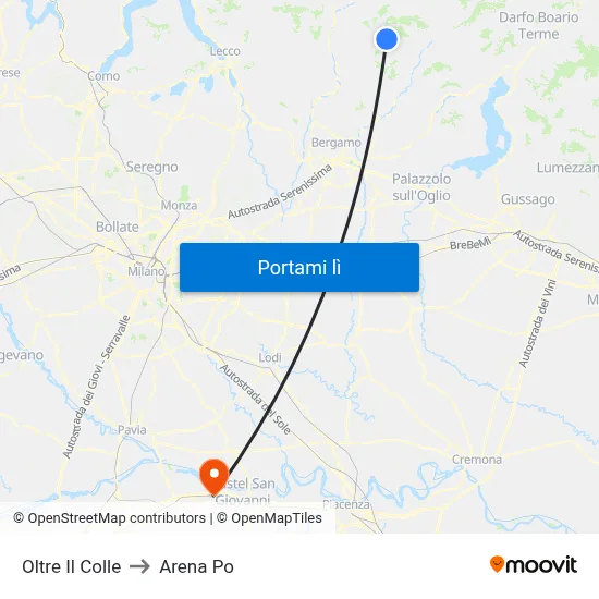 Oltre Il Colle to Arena Po map