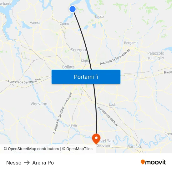 Nesso to Arena Po map