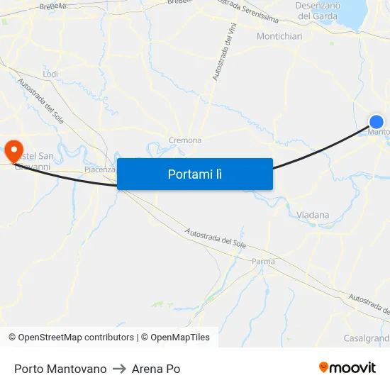 Porto Mantovano to Arena Po map