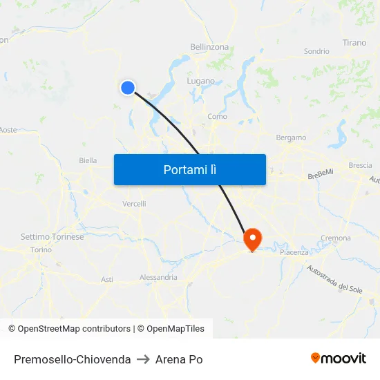 Premosello-Chiovenda to Arena Po map