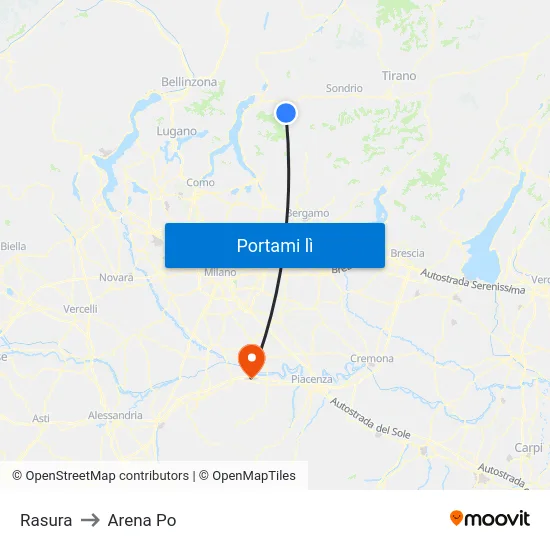 Rasura to Arena Po map