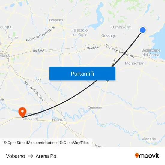 Vobarno to Arena Po map