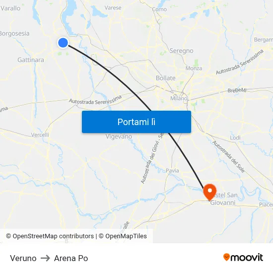 Veruno to Arena Po map