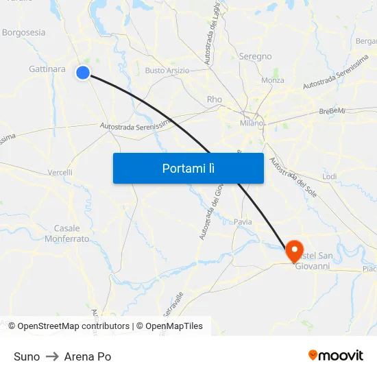 Suno to Arena Po map