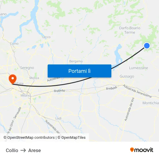 Collio to Arese map
