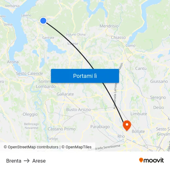 Brenta to Arese map