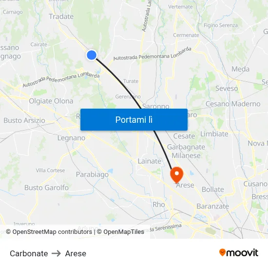 Carbonate to Arese map