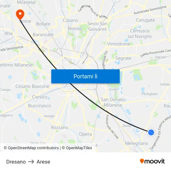 Dresano to Arese map