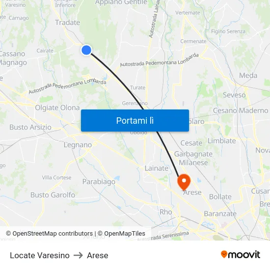 Locate Varesino to Arese map