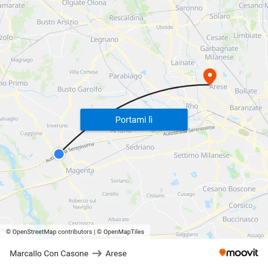 Marcallo Con Casone to Arese map