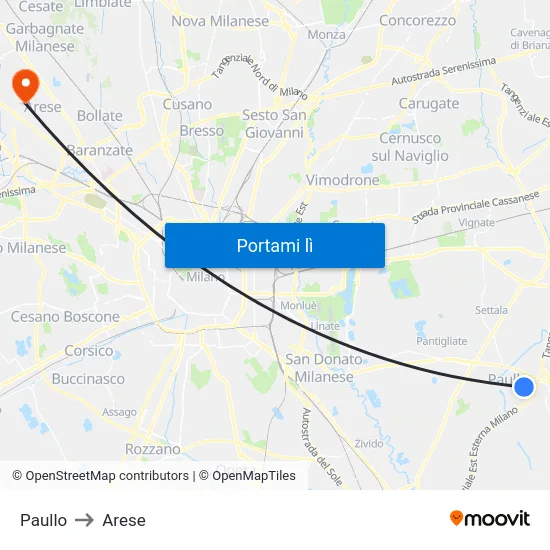 Paullo to Arese map