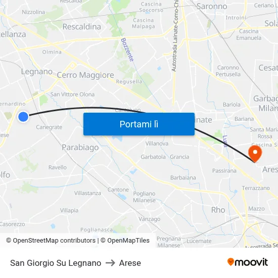 San Giorgio Su Legnano to Arese map