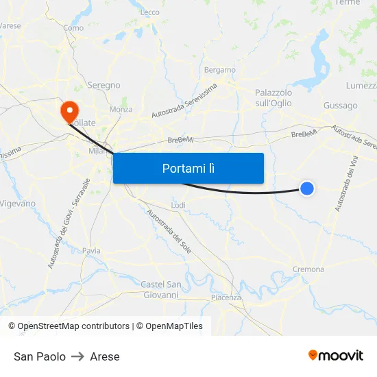 San Paolo to Arese map