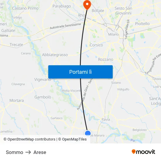 Sommo to Arese map