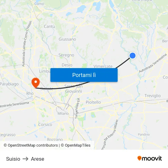 Suisio to Arese map