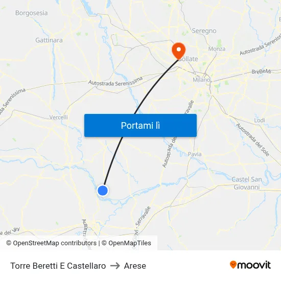 Torre Beretti E Castellaro to Arese map
