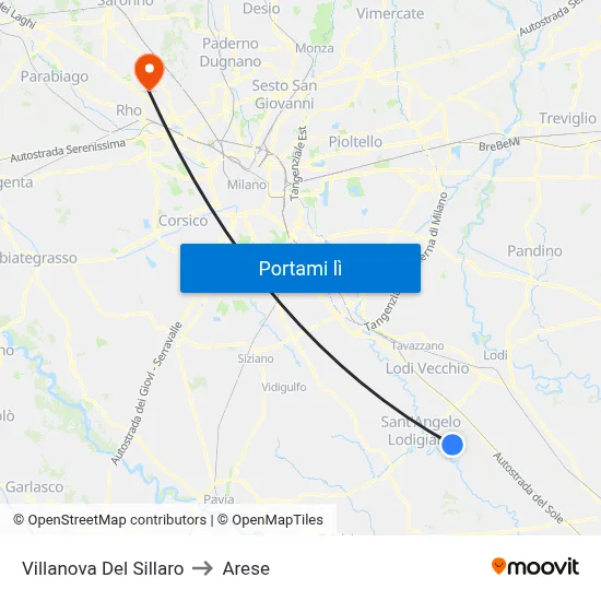 Villanova Del Sillaro to Arese map