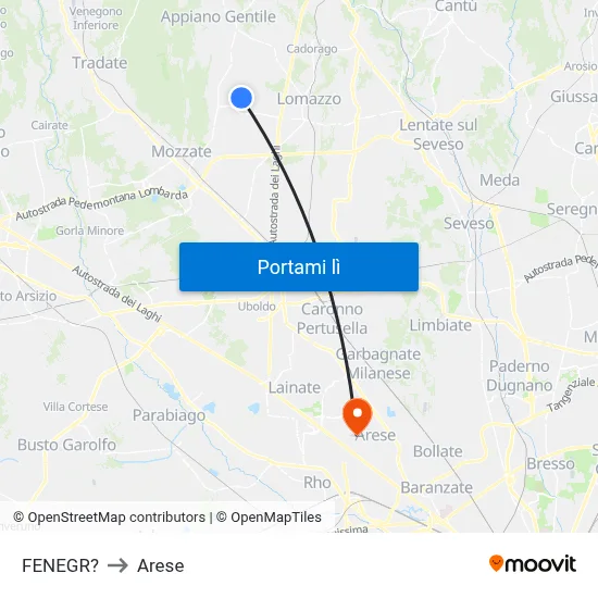 FENEGR? to Arese map