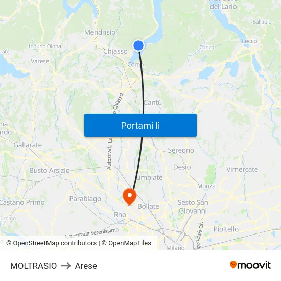 MOLTRASIO to Arese map
