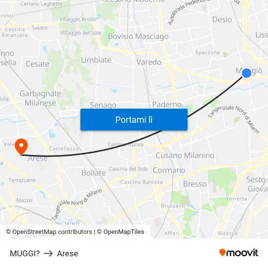 MUGGI? to Arese map