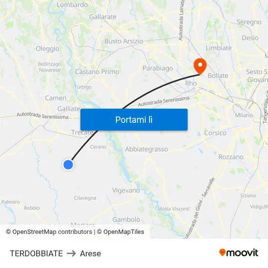 TERDOBBIATE to Arese map