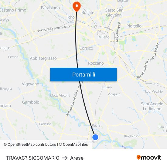 TRAVAC? SICCOMARIO to Arese map