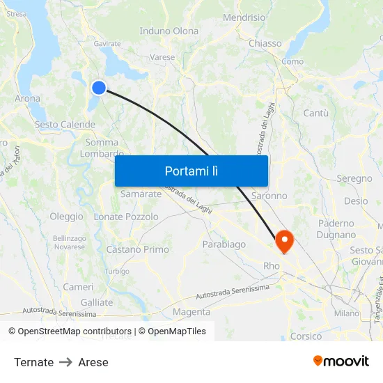Ternate to Arese map