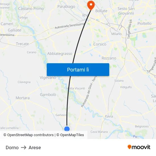 Dorno to Arese map