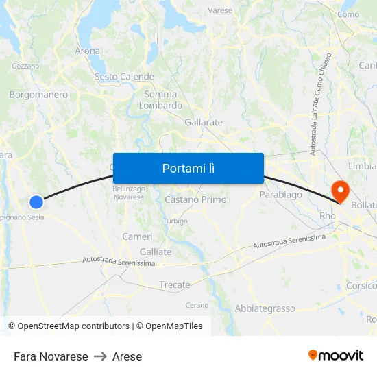 Fara Novarese to Arese map