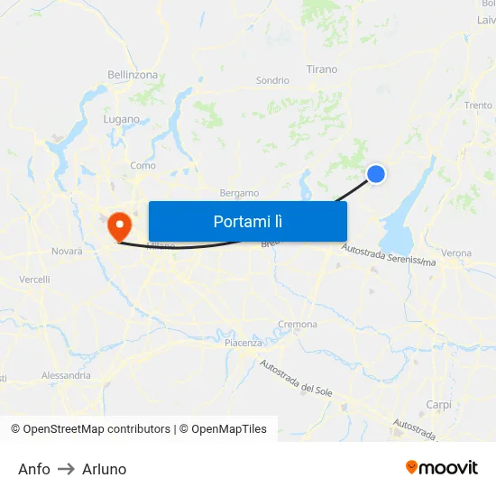 Anfo to Arluno map