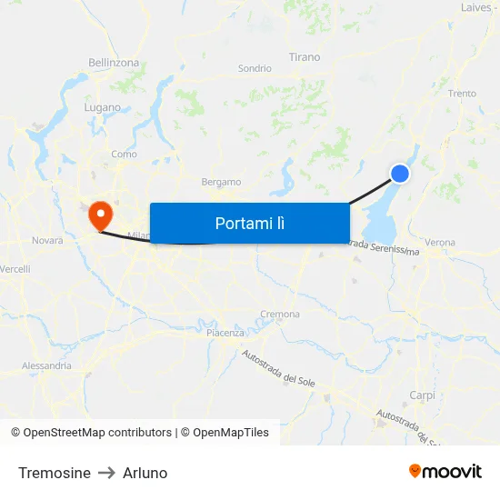 Tremosine to Arluno map